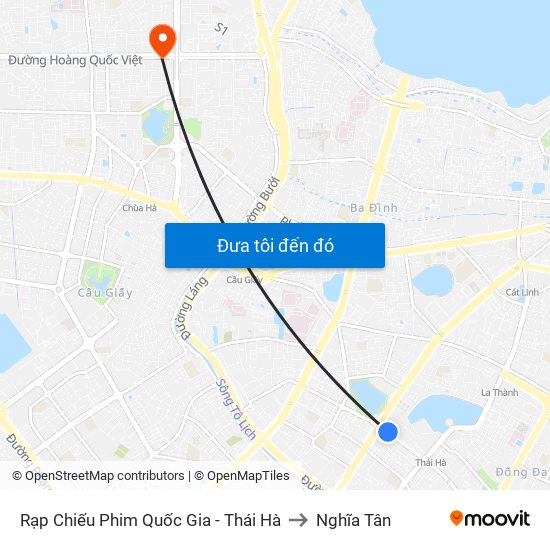 Rạp Chiếu Phim Quốc Gia - Thái Hà to Nghĩa Tân map