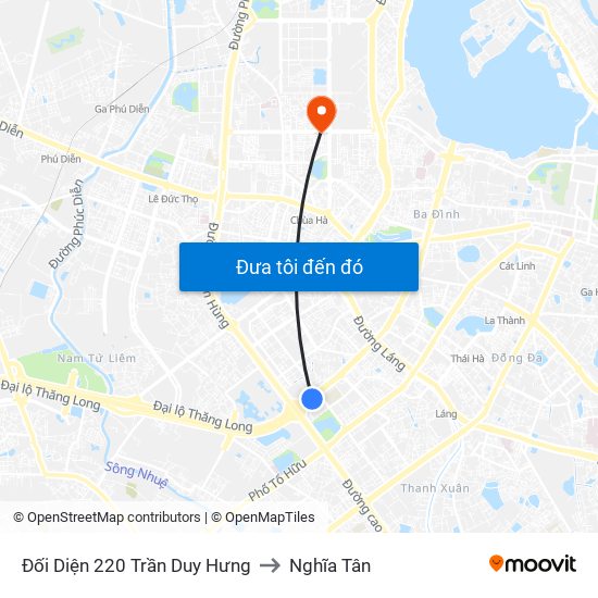 Đối Diện 220 Trần Duy Hưng to Nghĩa Tân map