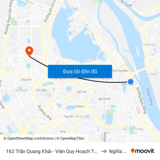 162 Trần Quang Khải - Viện Quy Hoạch Thủy Lợi to Nghĩa Tân map