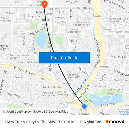 Điểm Trung Chuyển Cầu Giấy - Thủ Lệ 02 to Nghĩa Tân map