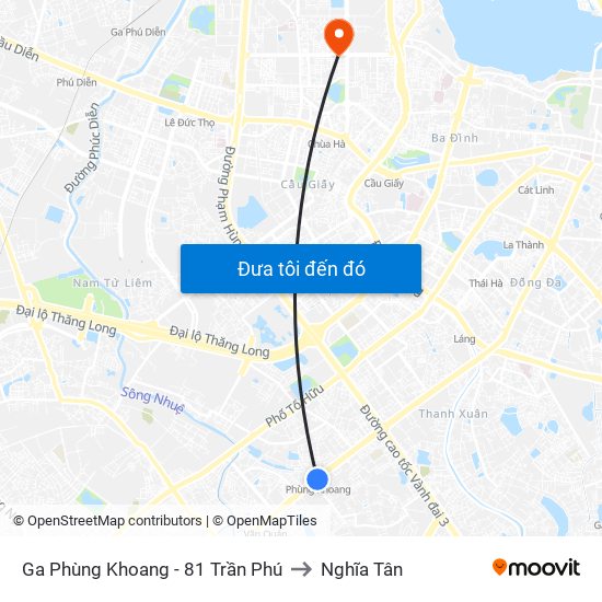 Ga Phùng Khoang - 81 Trần Phú to Nghĩa Tân map