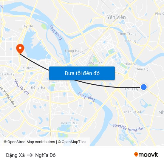 Đặng Xá to Nghĩa Đô map