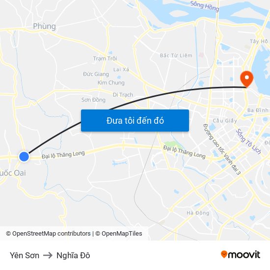 Yên Sơn to Nghĩa Đô map