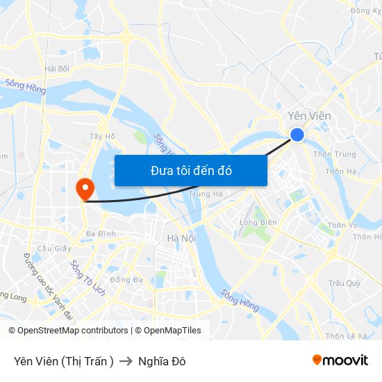 Yên Viên (Thị Trấn ) to Nghĩa Đô map