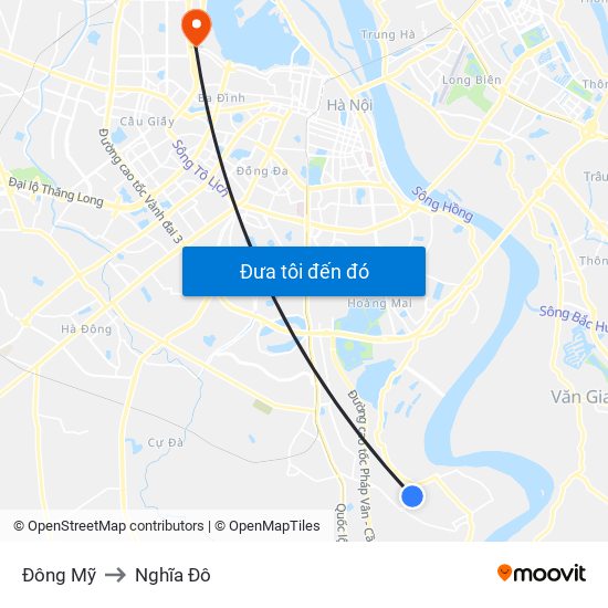 Đông Mỹ to Nghĩa Đô map