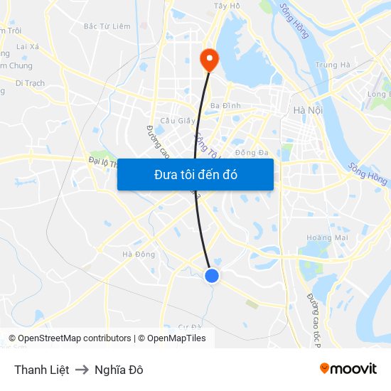 Thanh Liệt to Nghĩa Đô map