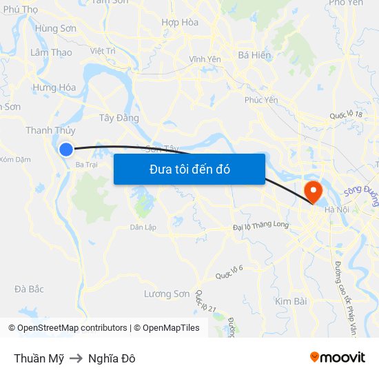 Thuần Mỹ to Nghĩa Đô map