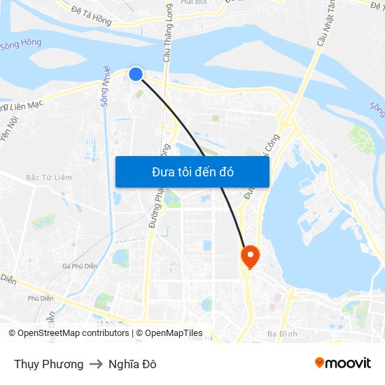 Thụy Phương to Nghĩa Đô map