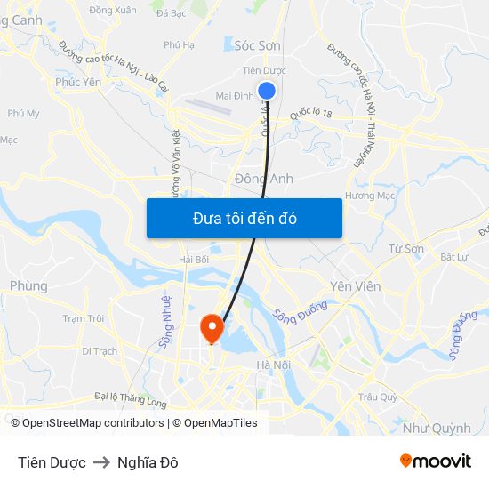 Tiên Dược to Nghĩa Đô map