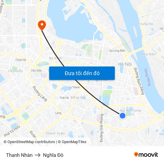 Thanh Nhàn to Nghĩa Đô map