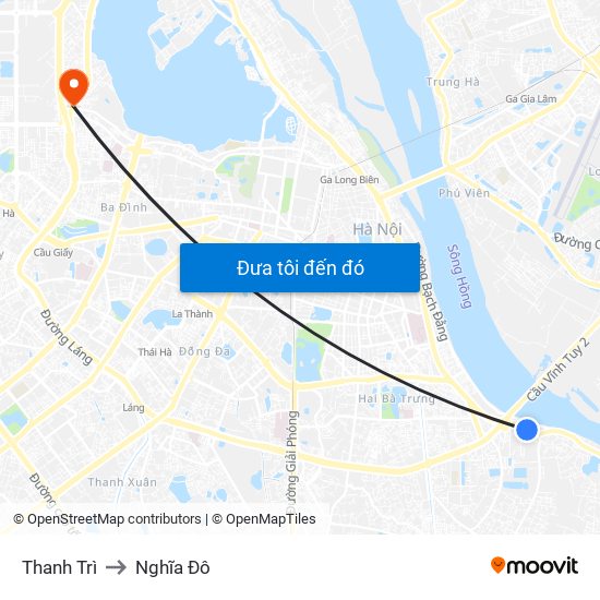 Thanh Trì to Nghĩa Đô map