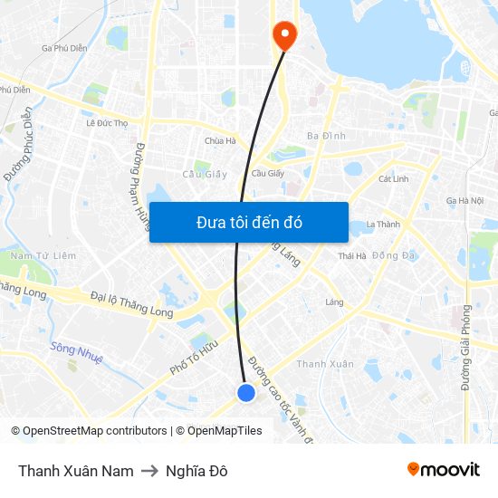 Thanh Xuân Nam to Nghĩa Đô map