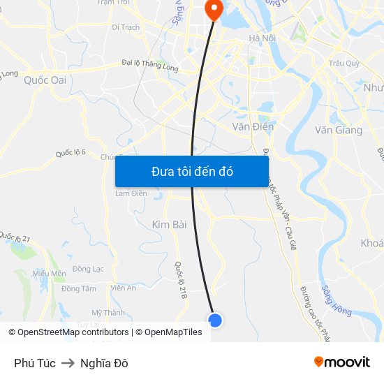 Phú Túc to Nghĩa Đô map