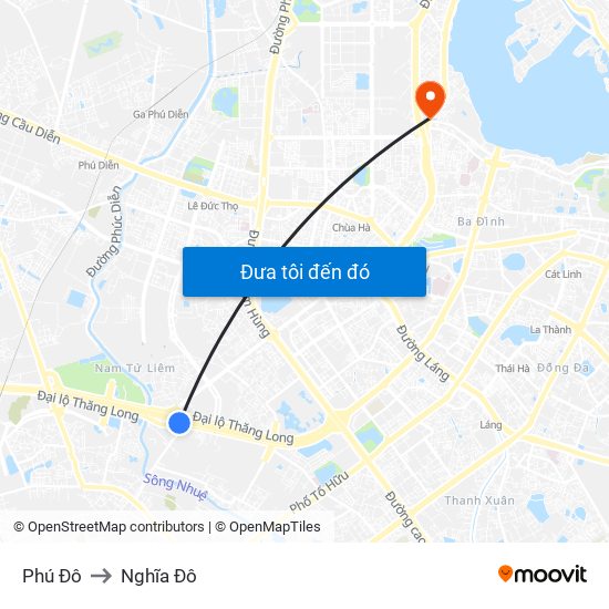 Phú Đô to Nghĩa Đô map