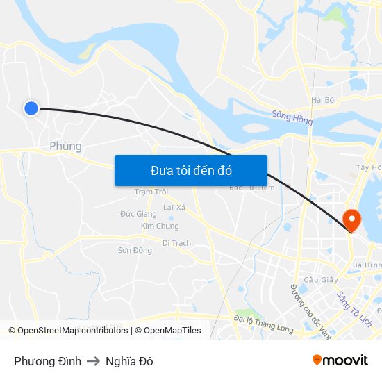 Phương Đình to Nghĩa Đô map