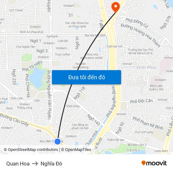 Quan Hoa to Nghĩa Đô map