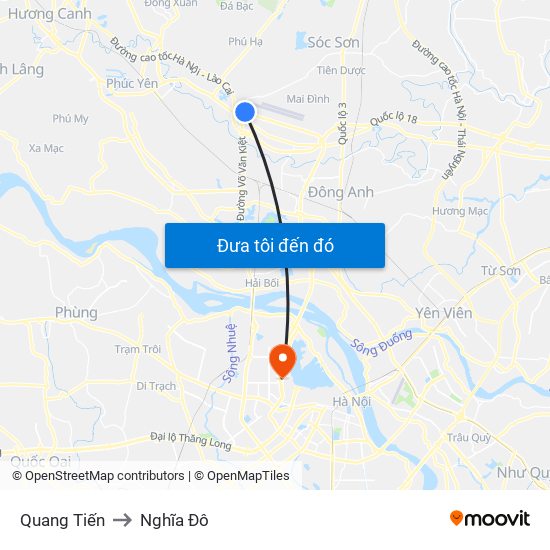 Quang Tiến to Nghĩa Đô map