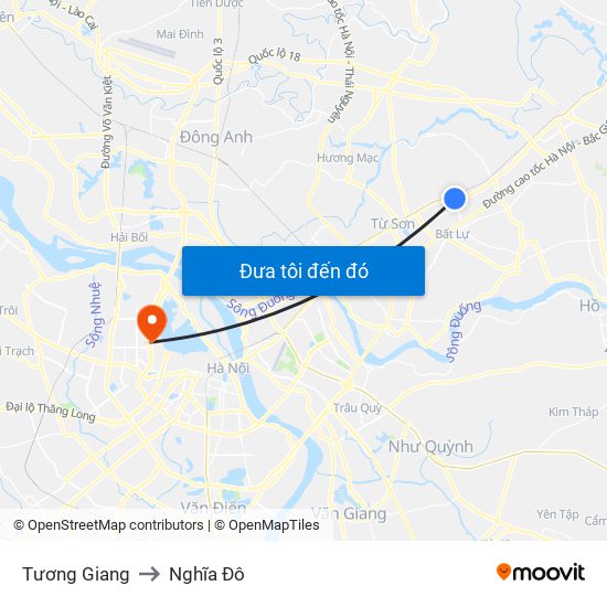 Tương Giang to Nghĩa Đô map