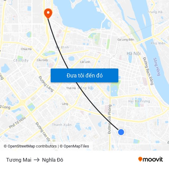 Tương Mai to Nghĩa Đô map