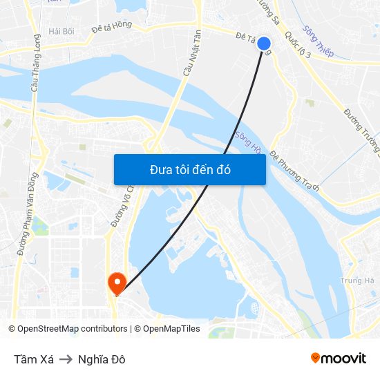 Tầm Xá to Nghĩa Đô map