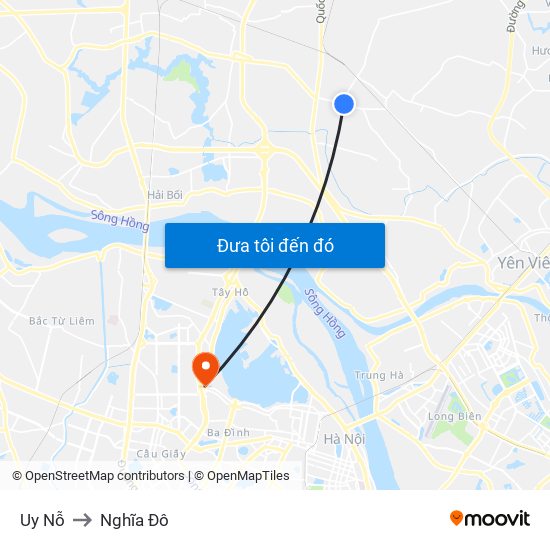 Uy Nỗ to Nghĩa Đô map