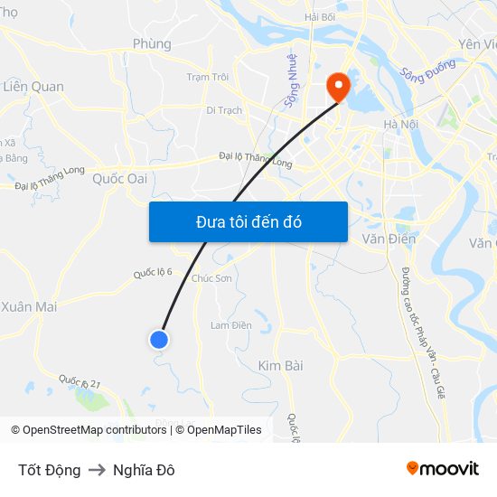 Tốt Động to Nghĩa Đô map