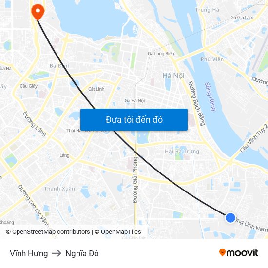 Vĩnh Hưng to Nghĩa Đô map