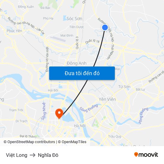 Việt Long to Nghĩa Đô map