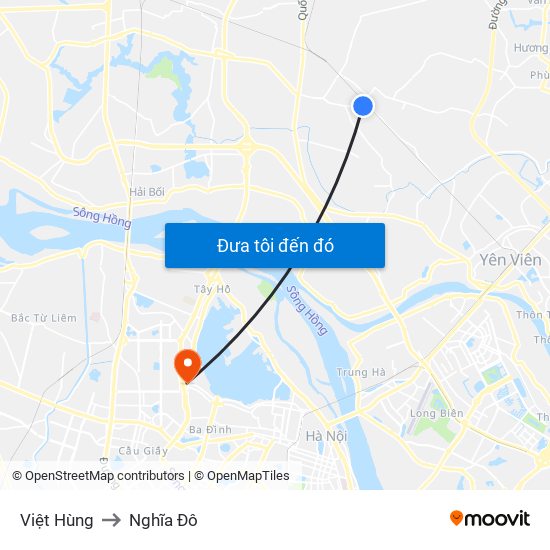 Việt Hùng to Nghĩa Đô map