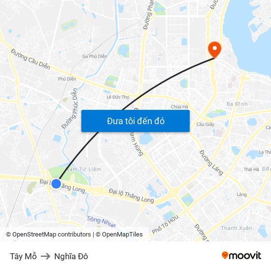 Tây Mỗ to Nghĩa Đô map