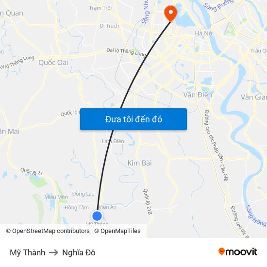 Mỹ Thành to Nghĩa Đô map