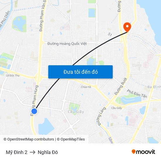 Mỹ Đình 2 to Nghĩa Đô map