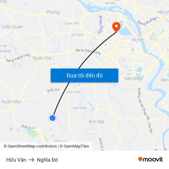 Hữu Văn to Nghĩa Đô map