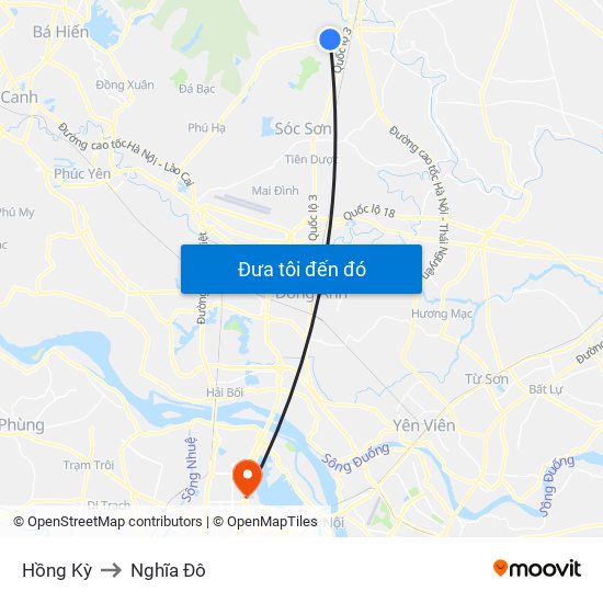 Hồng Kỳ to Nghĩa Đô map