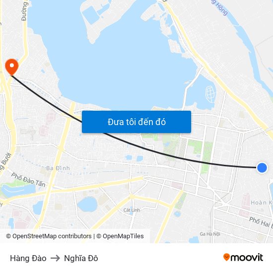 Hàng Đào to Nghĩa Đô map