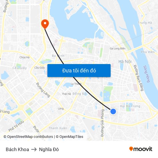 Bách Khoa to Nghĩa Đô map