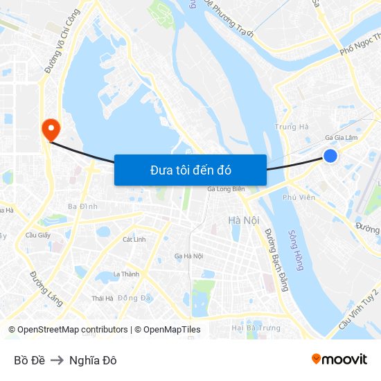 Bồ Đề to Nghĩa Đô map