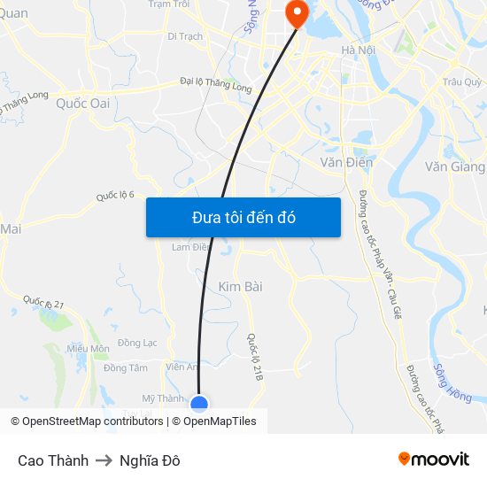 Cao Thành to Nghĩa Đô map