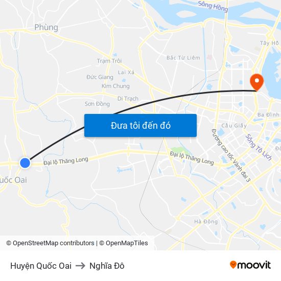 Huyện Quốc Oai to Nghĩa Đô map