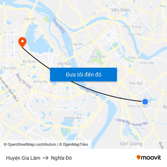 Huyện Gia Lâm to Nghĩa Đô map