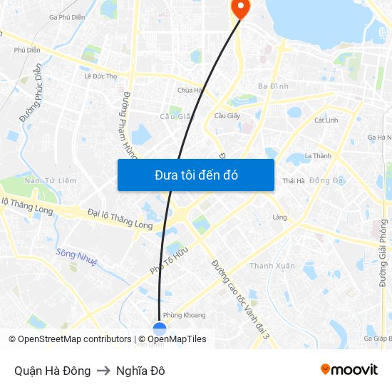 Quận Hà Đông to Nghĩa Đô map