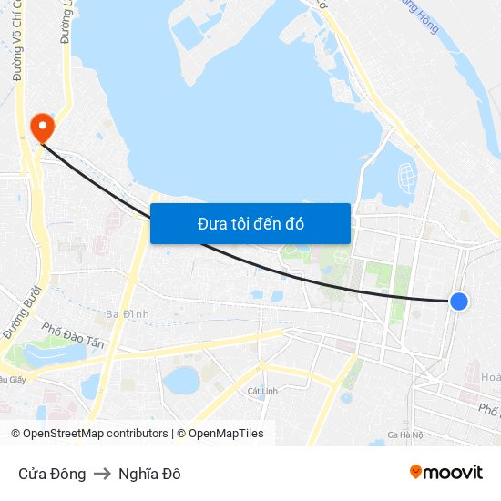 Cửa Đông to Nghĩa Đô map