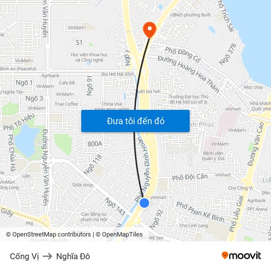 Cống Vị to Nghĩa Đô map