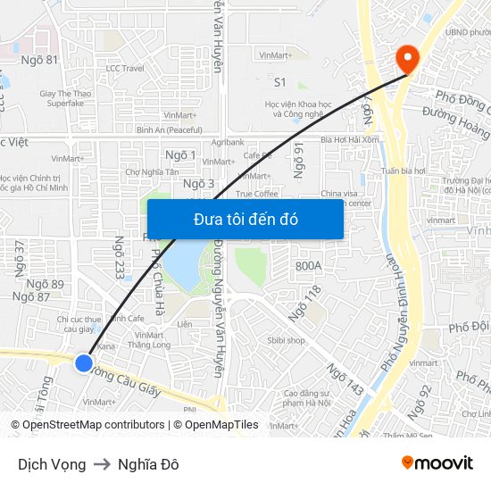 Dịch Vọng to Nghĩa Đô map