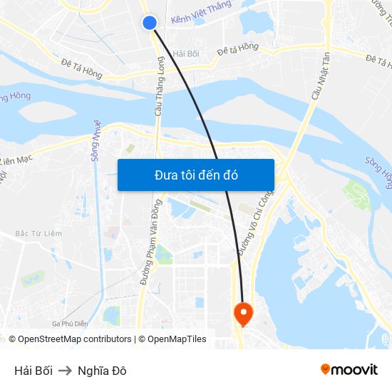 Hải Bối to Nghĩa Đô map