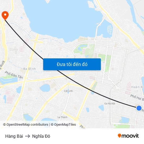 Hàng Bài to Nghĩa Đô map