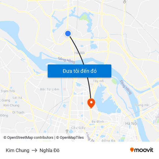 Kim Chung to Nghĩa Đô map