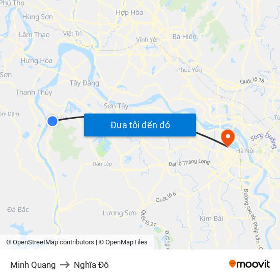 Minh Quang to Nghĩa Đô map