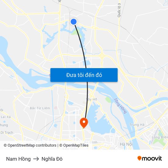 Nam Hồng to Nghĩa Đô map