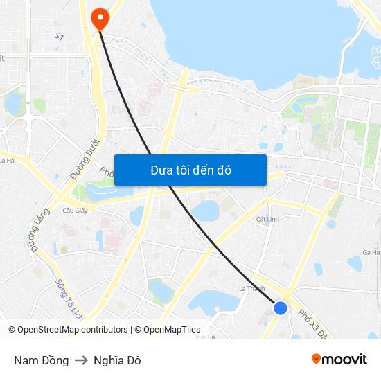 Nam Đồng to Nghĩa Đô map